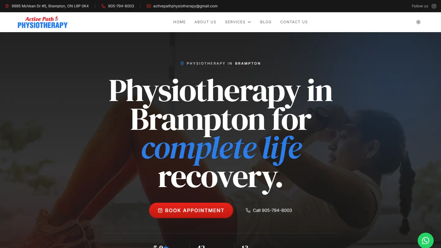 The activepathphysiotherapy.ca home page, built by mkdir